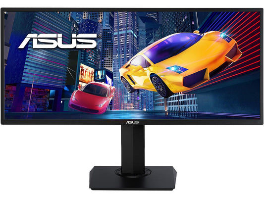 ASUS VP348QGL 34" Quad HD 3440 x 1440 75Hz 4ms 2xHDMI DisplayPort Adaptive-SYNC/FreeSync HDR-10 Blue Light Filter Flicker Free Asus Eye Care Built-in Speakers Ultra Wide Backlit LED Gaming Monitor