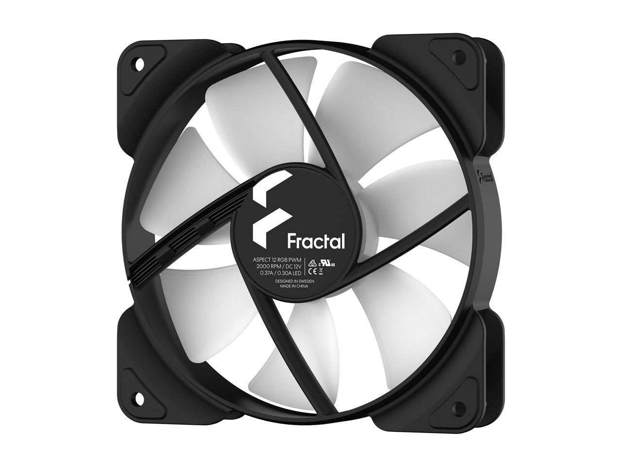 Fractal Design Aspect 12 RGB 120 mm PWM Wide 500-2000 RPM Range Black Frame 3-pack Computer Case Fan