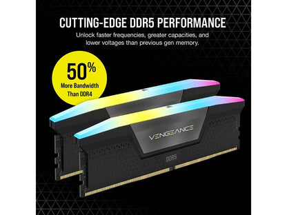 CORSAIR Vengeance RGB 32GB (2 x 16GB) 288-Pin PC RAM DDR5 6200 (PC5 49600) Desktop Memory Model CMH32GX5M2B6200C36