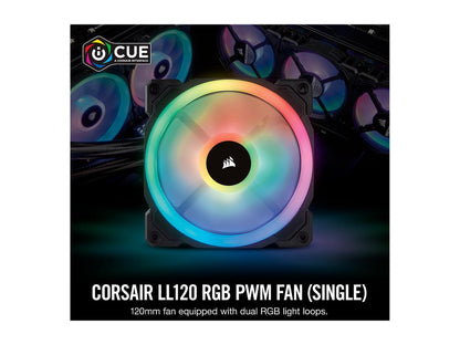 Corsair LL Series CO-9050071-WW LL120 RGB, 120mm Dual Light Loop RGB LED PWM Fan, Single Pack