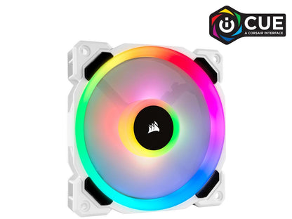 Corsair LL Series CO-9050091-WW LL120 RGB, 120mm Dual Light Loop RGB LED PWM Fan, Single Pack, White.