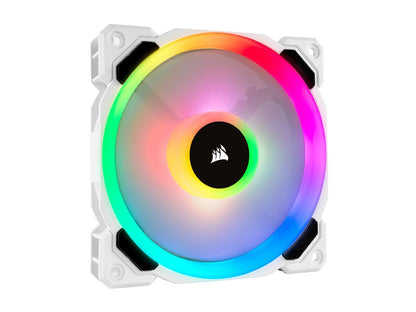 Corsair LL Series CO-9050091-WW LL120 RGB, 120mm Dual Light Loop RGB LED PWM Fan, Single Pack, White.