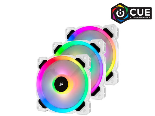 Corsair LL Series CO-9050092-WW LL120 RGB, 120mm Dual Light Loop RGB LED PWM Fan, 3 Fan Pack with Lighting Node PRO, White