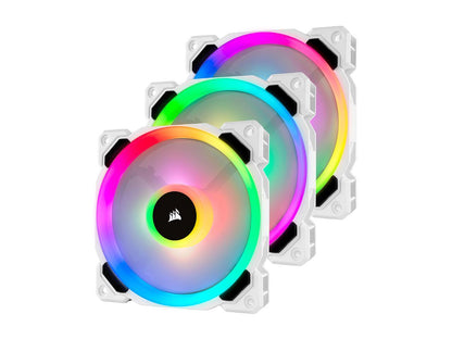 Corsair LL Series CO-9050092-WW LL120 RGB, 120mm Dual Light Loop RGB LED PWM Fan, 3 Fan Pack with Lighting Node PRO, White