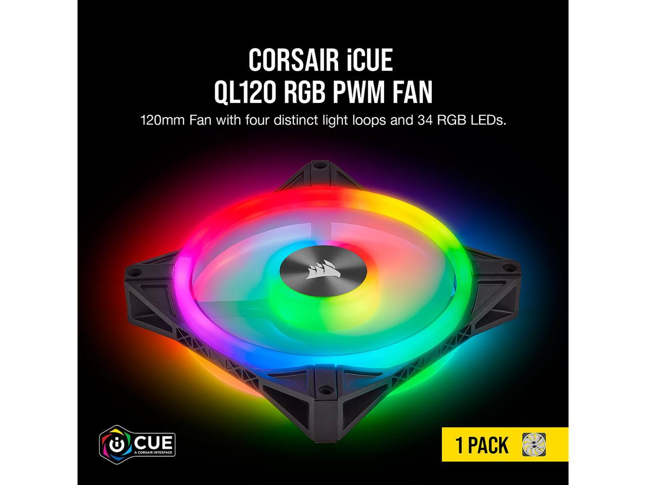 CORSAIR QL Series, iCUE QL120 RGB, 120mm RGB LED Fan, Single Pack, CO-9050097-WW