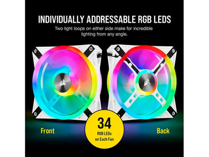 CORSAIR QL Series, iCUE QL120 RGB, 120mm RGB LED PWM White Fan, Single Fan - CO-9050103-WW