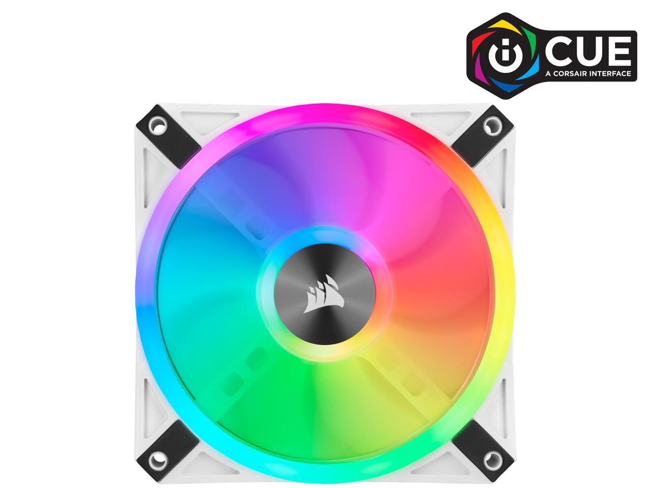 CORSAIR QL Series, iCUE QL120 RGB, 120mm RGB LED PWM White Fan, Triple Fan Kit with Lighting Node CORE - CO-9050104-WW