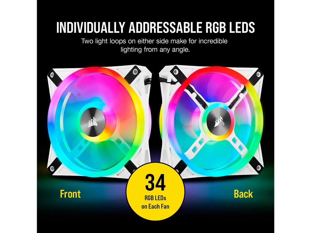 CORSAIR QL Series, iCUE QL120 RGB, 120mm RGB LED PWM White Fan, Triple Fan Kit with Lighting Node CORE - CO-9050104-WW