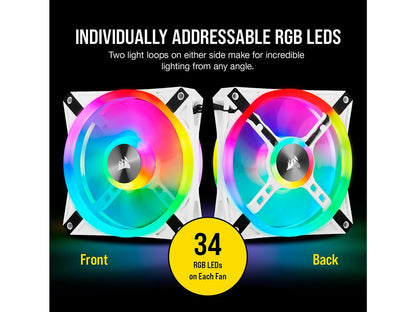 CORSAIR QL Series, iCUE QL120 RGB, 120mm RGB LED PWM White Fan, Triple Fan Kit with Lighting Node CORE - CO-9050104-WW