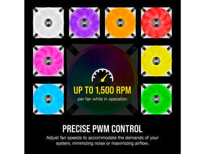 CORSAIR QL Series, iCUE QL120 RGB, 120mm RGB LED PWM White Fan, Triple Fan Kit with Lighting Node CORE - CO-9050104-WW