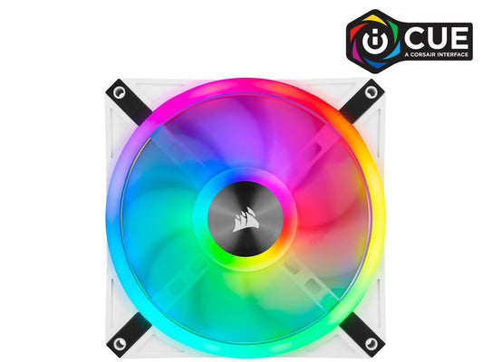 CORSAIR QL Series, iCUE QL140 RGB, 140mm RGB LED PWM White Fan, Dual Fan Kit with Lighting Node CORE - CO-9050106-WW