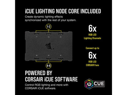 CORSAIR QL Series, iCUE QL140 RGB, 140mm RGB LED PWM White Fan, Dual Fan Kit with Lighting Node CORE - CO-9050106-WW