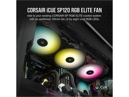 CORSAIR iCUE SP120 RGB ELITE Performance 120mm PWM Single Fan, CO-9050108-WW