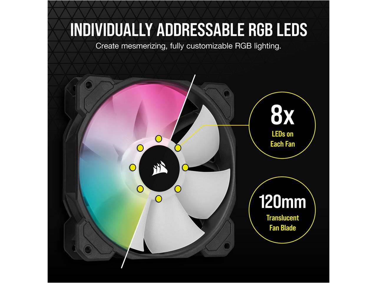 CORSAIR iCUE SP120 RGB ELITE Performance 120mm PWM Single Fan, CO-9050108-WW