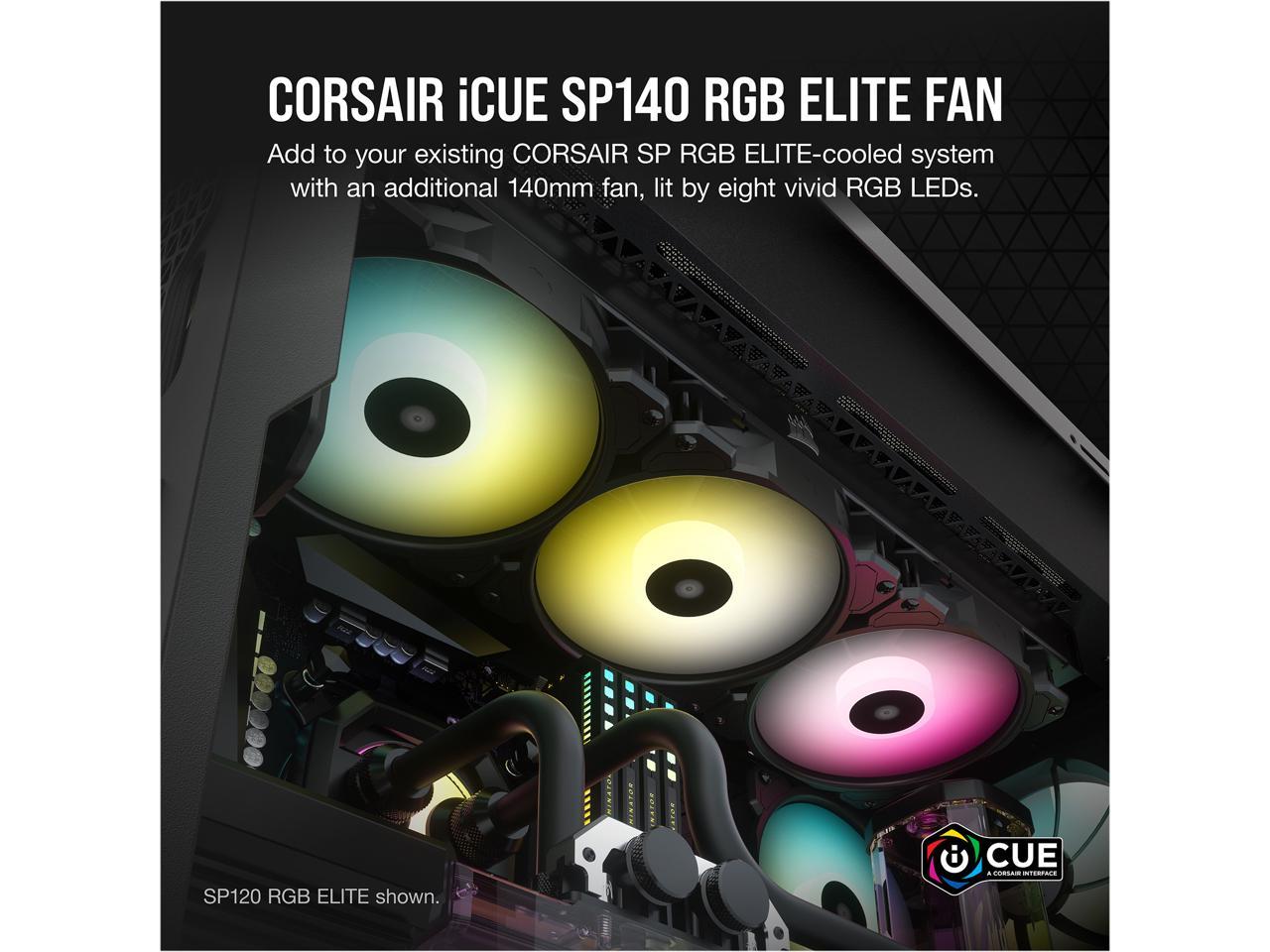 CORSAIR iCUE SP140 RGB ELITE Performance 140mm PWM Single Fan, CO-9050110-WW