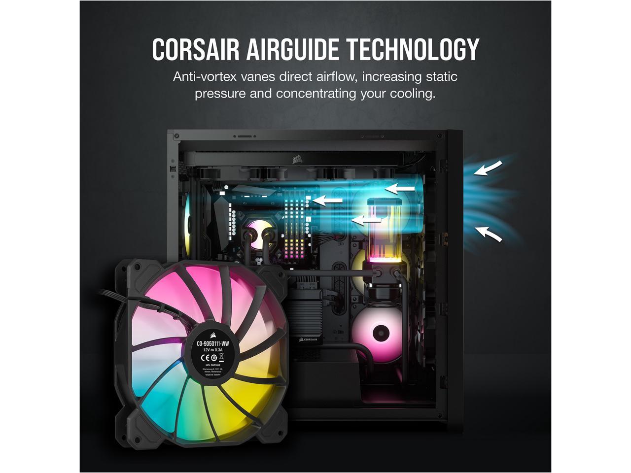 CORSAIR iCUE SP140 RGB ELITE Performance 140mm PWM Dual Fan Kit with Lighting Node CORE, CO-9050111-WW