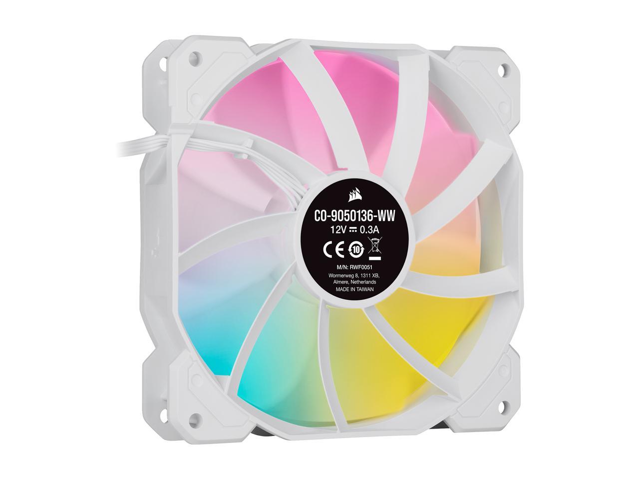 CORSAIR iCUE SP120 RGB ELITE Performance 120mm White PWM Single Fan (CO-9050136-WW)