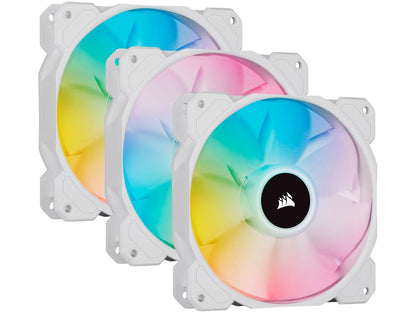 CORSAIR iCUE SP120 RGB ELITE Performance 120mm White PWM Triple Fan Kit with iCUE Lighting Node