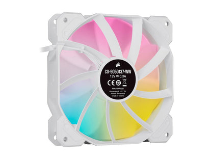 CORSAIR iCUE SP120 RGB ELITE Performance 120mm White PWM Triple Fan Kit with iCUE Lighting Node