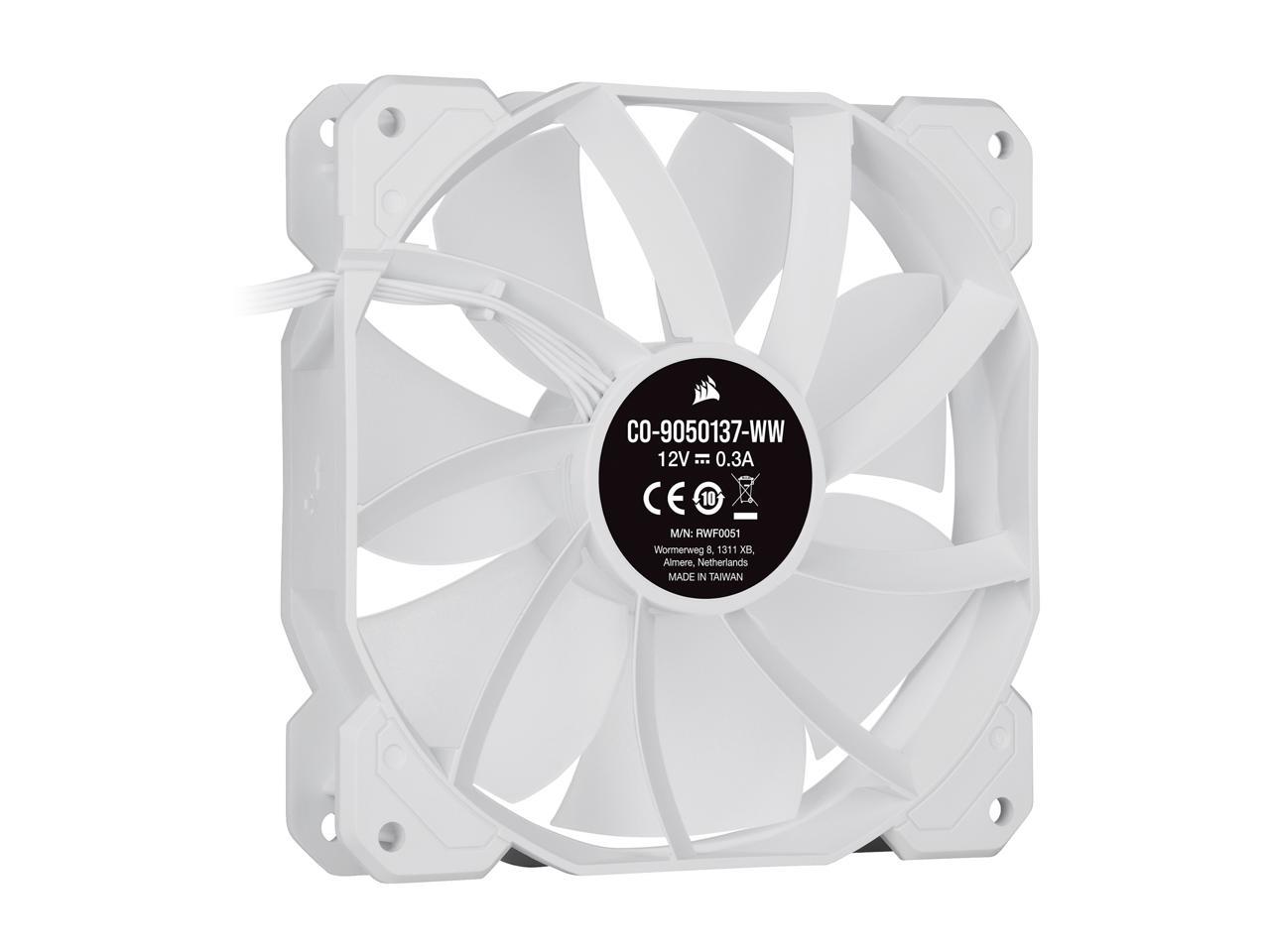 CORSAIR iCUE SP120 RGB ELITE Performance 120mm White PWM Triple Fan Kit with iCUE Lighting Node