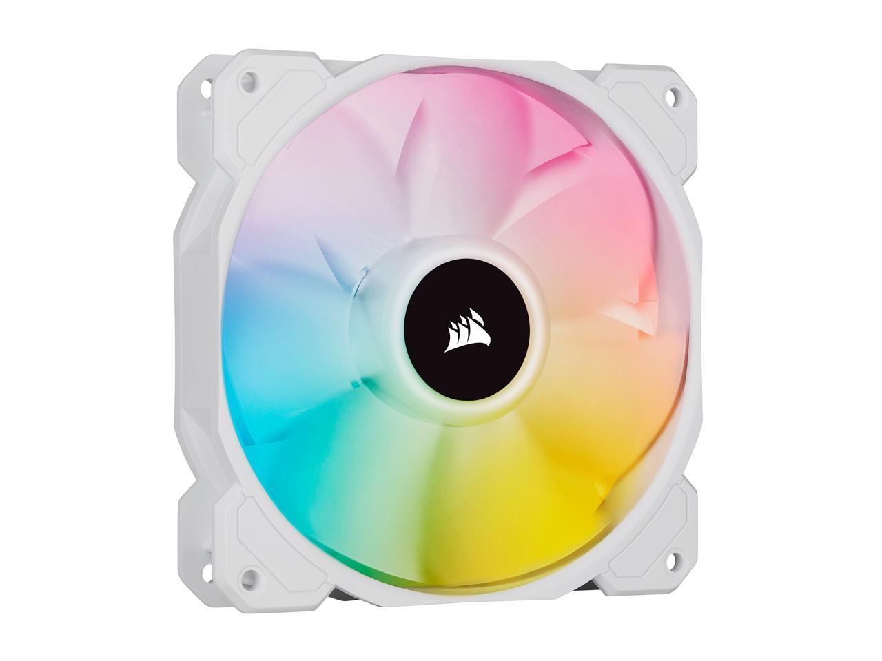 CORSAIR iCUE SP120 RGB ELITE Performance 120mm White PWM Triple Fan Kit with iCUE Lighting Node