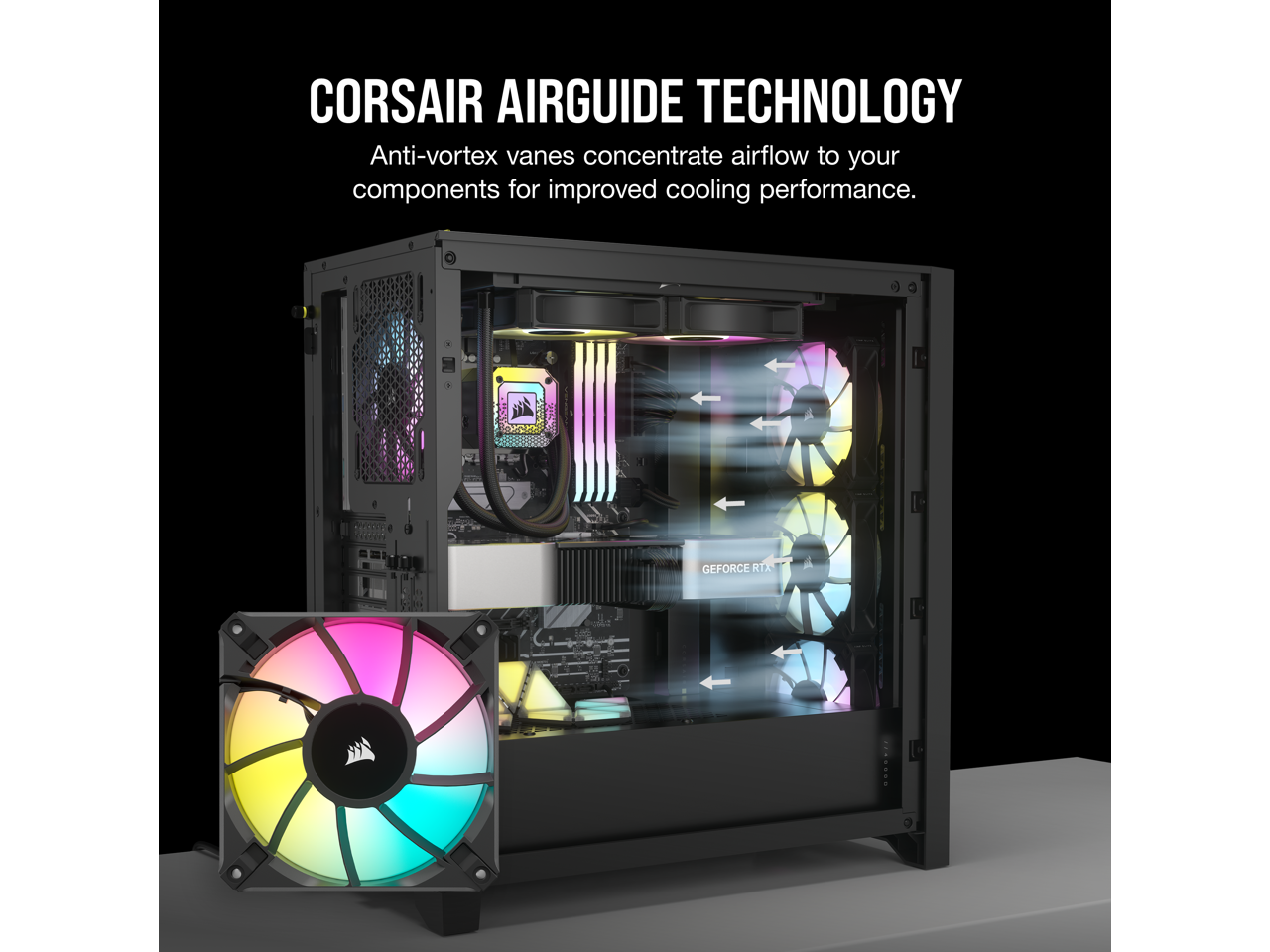 CORSAIR iCUE AF120 RGB ELITE 120mm PWM Triple Fan Kit - Eight RGB LEDs Per Fan - Included iCUE Lighting Node CORE Controller - AirGuide Technology