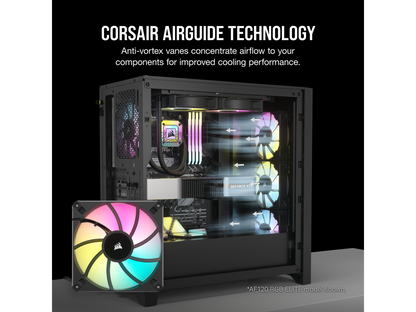 CORSAIR iCUE AF140 RGB ELITE 140mm PWM Dual Fan Kit - Eight RGB LEDs Per Fan - Included iCUE Lighting Node CORE Controller - AirGuide Technology