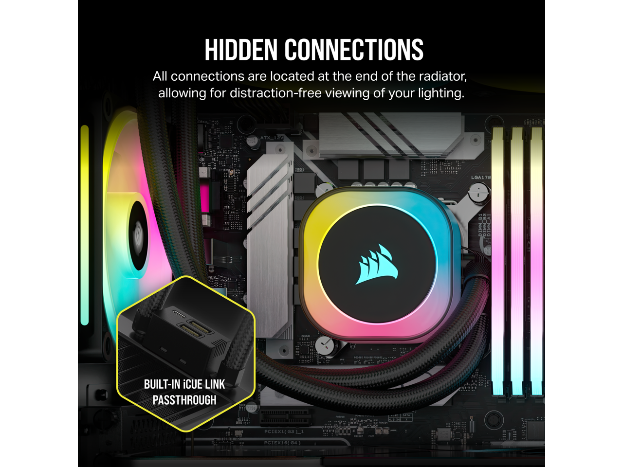 CORSAIR iCUE LINK H100i RGB Liquid CPU Cooler - QX120 RGB Fans - 240mm Radiator - Fits Intel® LGA 1700, AMD® AM5 - iCUE LINK System Hub Included