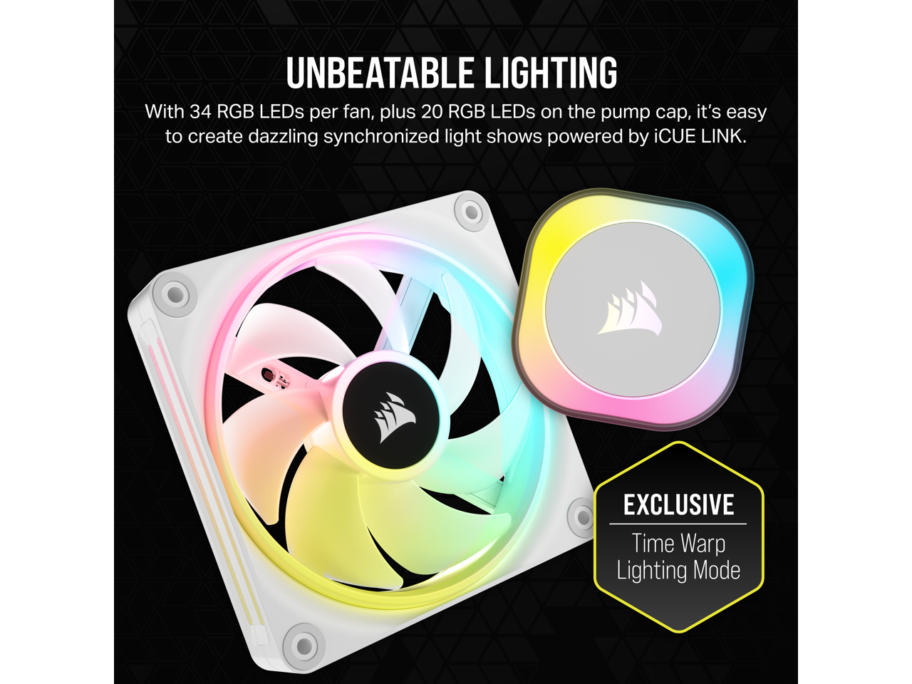 CORSAIR iCUE LINK H150i RGB Liquid CPU Cooler - QX120 RGB Fans - White - 360mm Radiator - Fits Intel® LGA 1700, AMD® AM5 - iCUE LINK System Hub Included