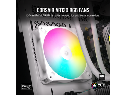 CORSAIR AR120 RGB White 120mm ARGB-compatible Fan, Triple Pack