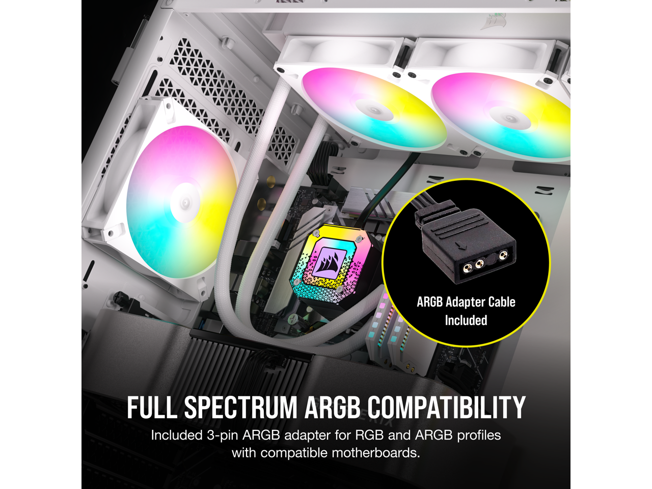 CORSAIR AR120 RGB White 120mm ARGB-compatible Fan, Triple Pack