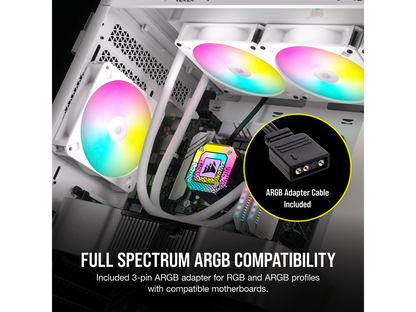 CORSAIR AR120 RGB White 120mm ARGB-compatible Fan, Triple Pack