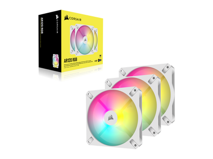 CORSAIR AR120 RGB White 120mm ARGB-compatible Fan, Triple Pack