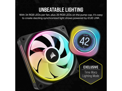 CORSAIR iCUE LINK H100i LCD Liquid CPU Cooler - QX120 RGB Fans - 2.1” IPS LCD screen - 240mm Radiator - Fits Intel LGA 1700, AMD AM5 - iCUE LINK System Hub Included