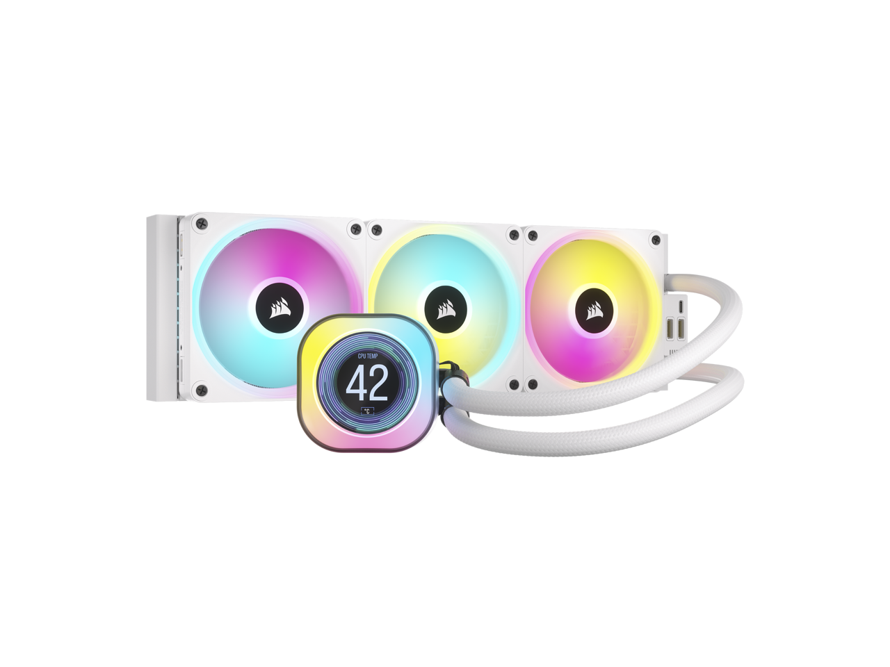 CORSAIR iCUE LINK H150i LCD Liquid CPU Cooler - QX120 RGB Fans - White - 360mm Radiator - Fits Intel LGA 1700, AMD AM5 - iCUE LINK System Hub Included