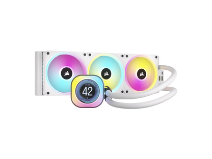 CORSAIR iCUE LINK H150i LCD Liquid CPU Cooler - QX120 RGB Fans - White - 360mm Radiator - Fits Intel LGA 1700, AMD AM5 - iCUE LINK System Hub Included