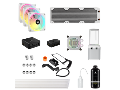 CORSAIR Hydro X Series iCUE LINK XH405i Custom Cooling Kit - Hardline Water Cooling Loop - XC7 ELITE CPU Water Block - XD5 ELITE D5 Pump Res - XR5 360mm Radiator - 3x QX120 RGB Fans