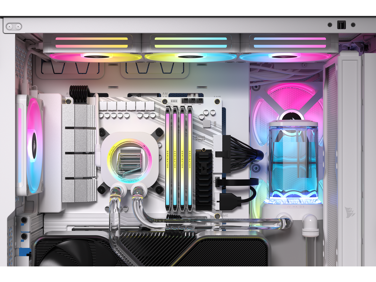 CORSAIR Hydro X Series iCUE LINK XH405i Custom Cooling Kit - Hardline Water Cooling Loop - XC7 ELITE CPU Water Block - XD5 ELITE D5 Pump Res - XR5 360mm Radiator - 3x QX120 RGB Fans