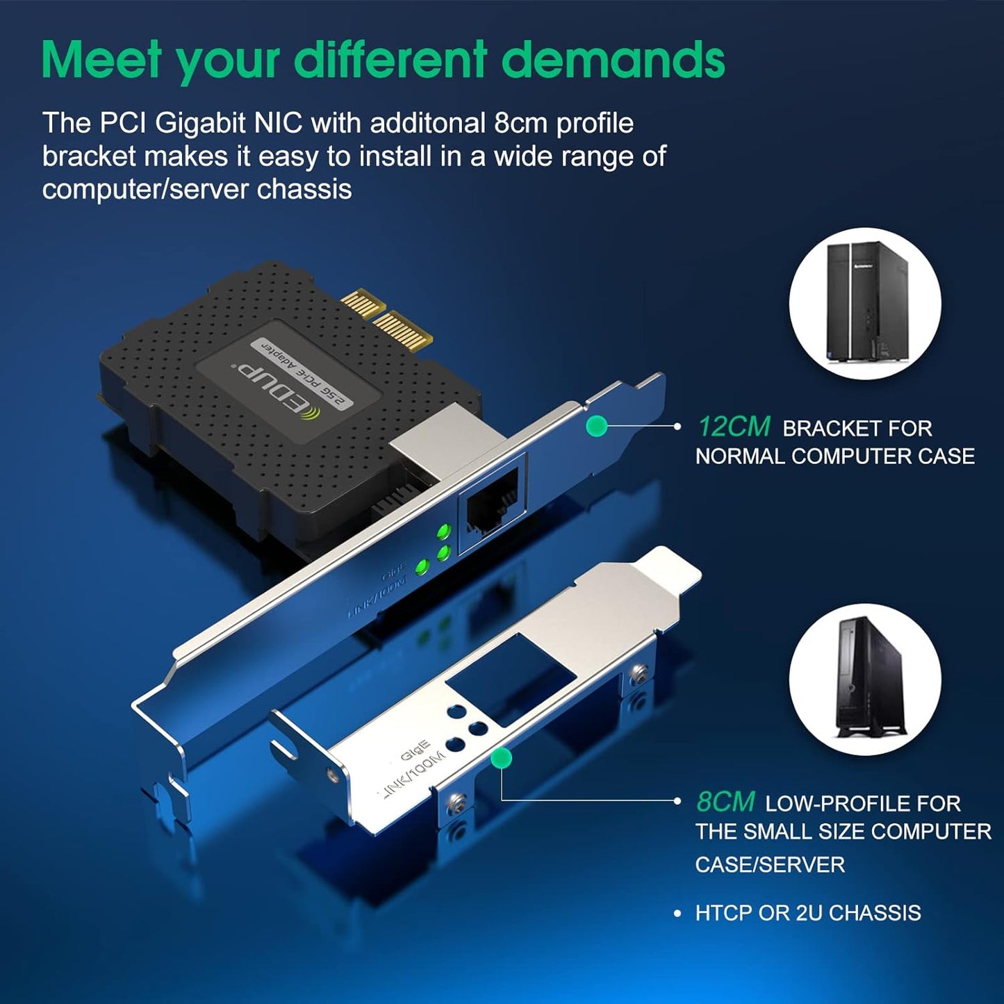 2.5Gbps PCI Express Network Adapter, 2500/1000/100Mbps PCI Express Gigabit Ethernet Card RJ45 LAN Controller Support Windows Server/Windows