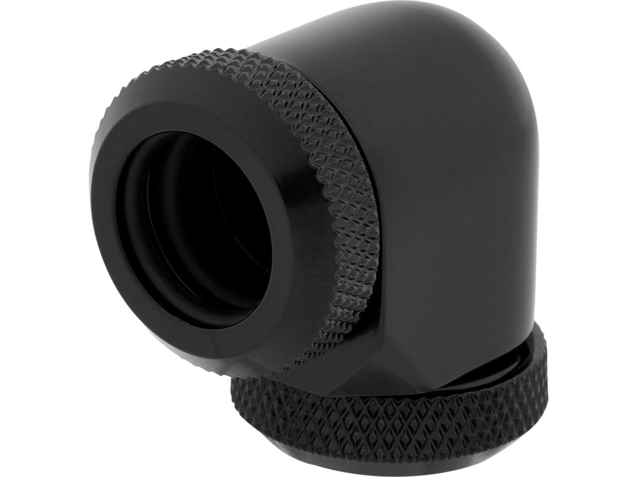 Corsair Hydro X Series XF Hardline 90 Degree Fittings, 12mm OD, Black, 2-pack