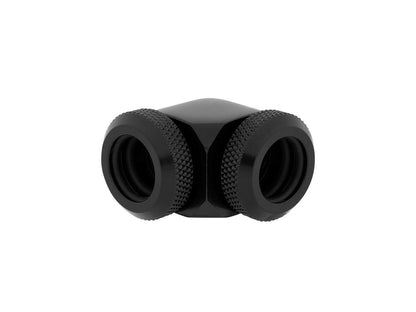 Corsair Hydro X Series XF Hardline 90 Degree Fittings, 12mm OD, Black, 2-pack