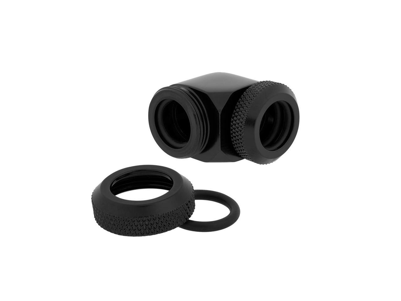 Corsair Hydro X Series XF Hardline 90 Degree Fittings, 12mm OD, Black, 2-pack