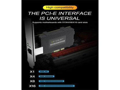 2.5Gbps PCI Express Network Adapter, 2500/1000/100Mbps PCI Express Gigabit Ethernet Card RJ45 LAN Controller Support Windows Server/Windows