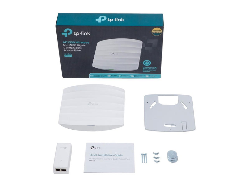 TP-Link Omada AC1350 Gigabit Ceiling Mount Wireless Access Point | MU-MIMO, Seamless Roaming & Beamforming | PoE Powered w/PoE Injector Included | Centralized Cloud Access & Free Omada app (EAP225)