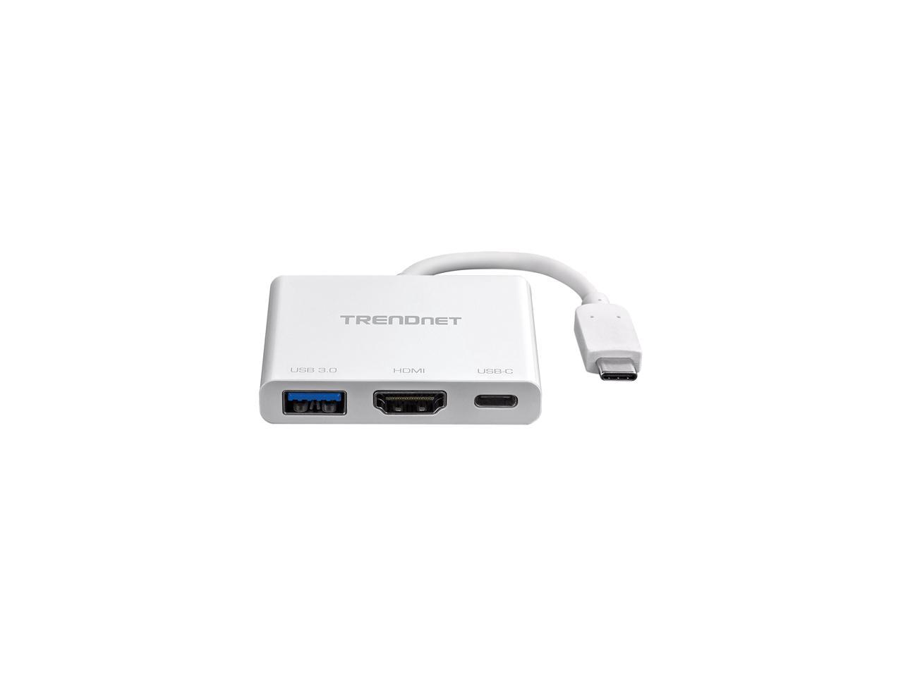 TRENDnet TUC-HDMI3 USB-C to HDMI with Power Delivery and USB 3.0 Port - for Notebook - USB Type C - 1 x USB Ports - 1 x USB 3.0 - HDMI - Wired