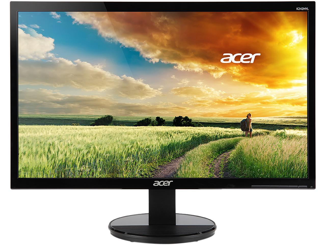 Acer K242HL Dbid 24" Black 1ms Response Time LED Monitor 1920 x 1080 Widescreen 16:9 250 cd/m2 1000:1 VGA, DVI, HDMI