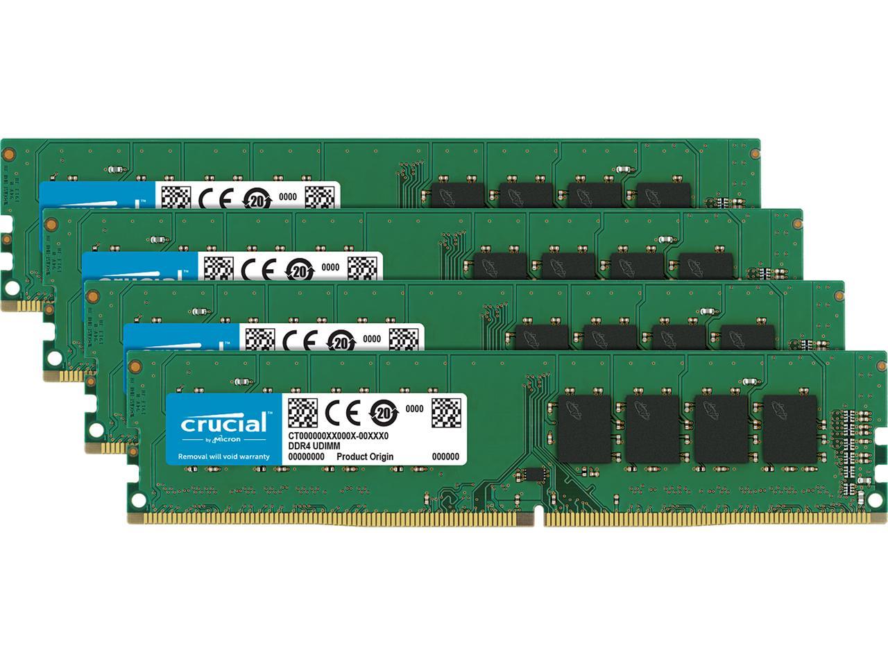 Crucial 32GB (4 x 8GB) DDR4 2400MHz DRAM (Desktop Memory) CL17 1.2V SR DIMM (288-pin) CT4K8G4DFS824A