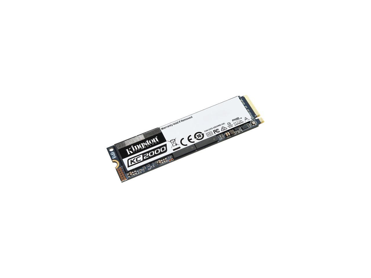 Kingston KC2000 M.2 2280 500GB NVMe PCIe Gen 3.0 x4 96-layer 3D TLC Internal Solid State Drive (SSD) SKC2000M8/500G