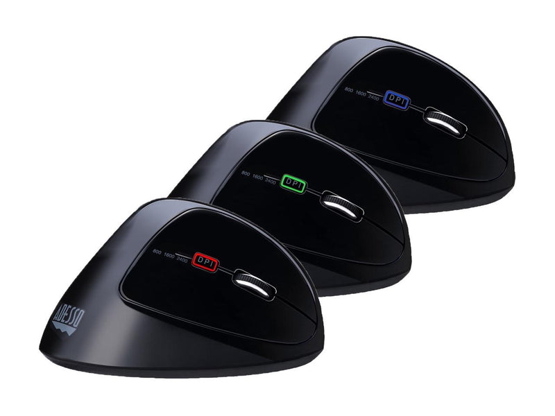 ADESSO IMOUSEE30 ADESSO 2.4GHZ RF WIRELESS VERTICAL ERGONOMIC MOUSE WITH PROGRAMMABLE DRIVER TO