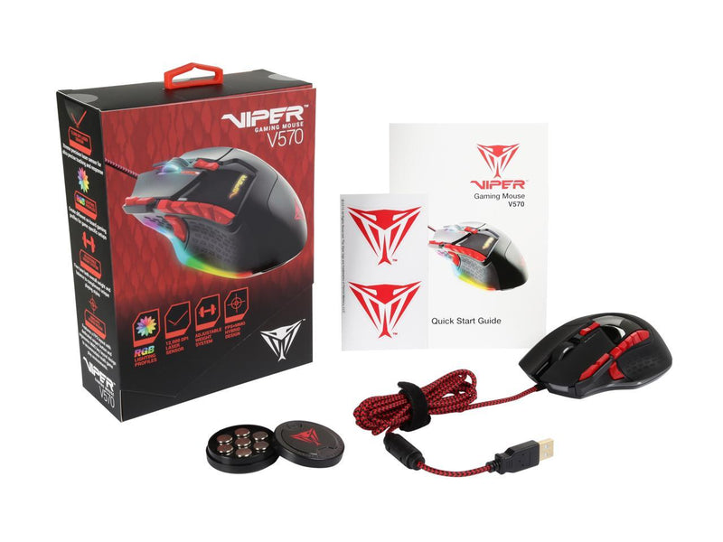 Patriot Viper V570 Full RGB Pro Laser Gaming Mouse, 12000 dpi Precision Sensor, 13 programmable macro Keys